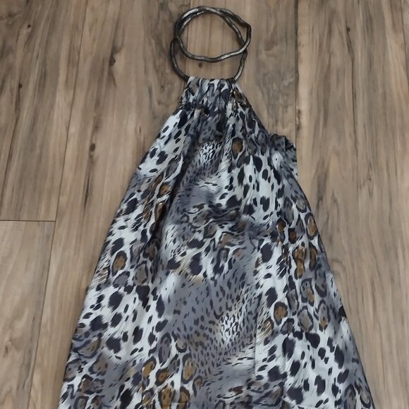 Rachael G. Satin Animal Print Summer Dress, Size M - Picture 13 of 14